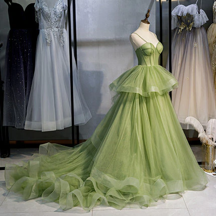 Ball Gown, Green Prom Dresses Vintage Prom Dress LP1237