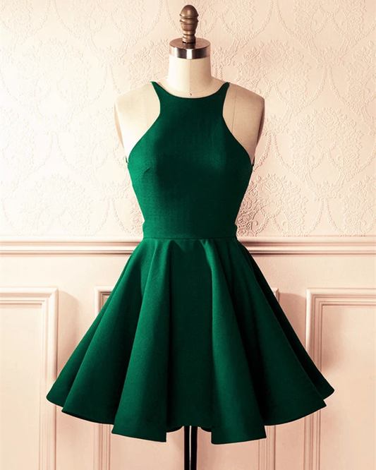 Cute green backless short prom dress, green homecoming dress E08