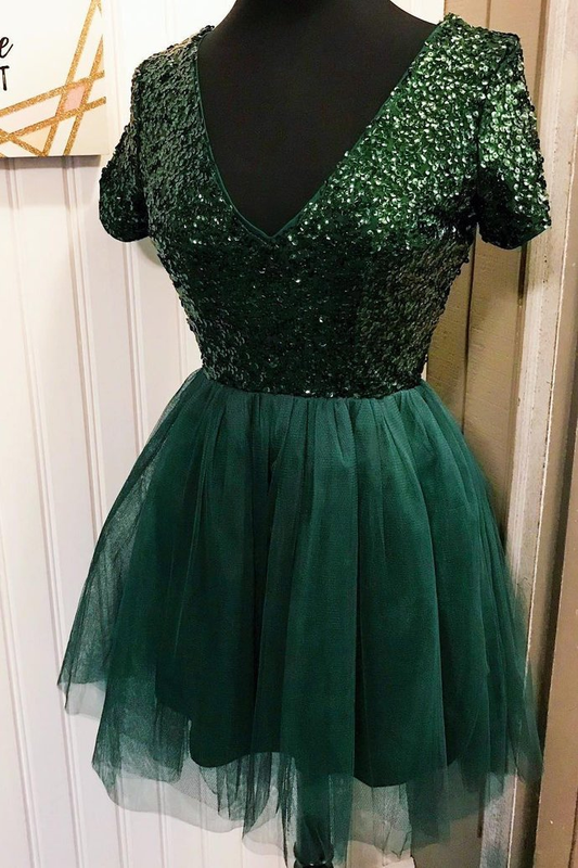 Short Prom Dress Dark Green Homecoming Dress MY1296
